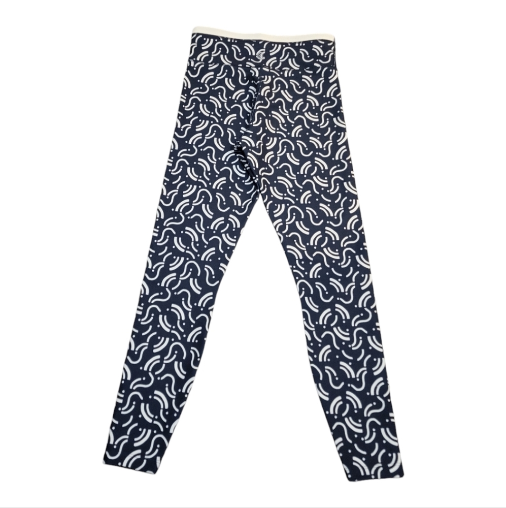 Calme by JW Leggings Small‎ Endurance High Waist 7/8 Length Blue & White